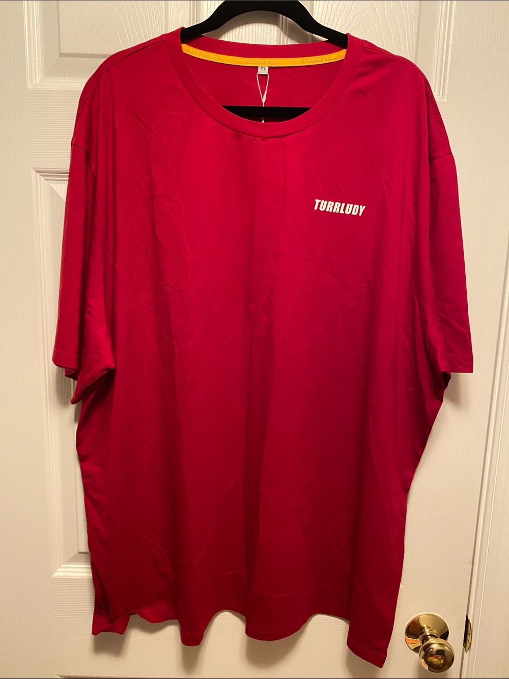 Turrludy Men's Red Crew Neck T-Shirt…size 4XL